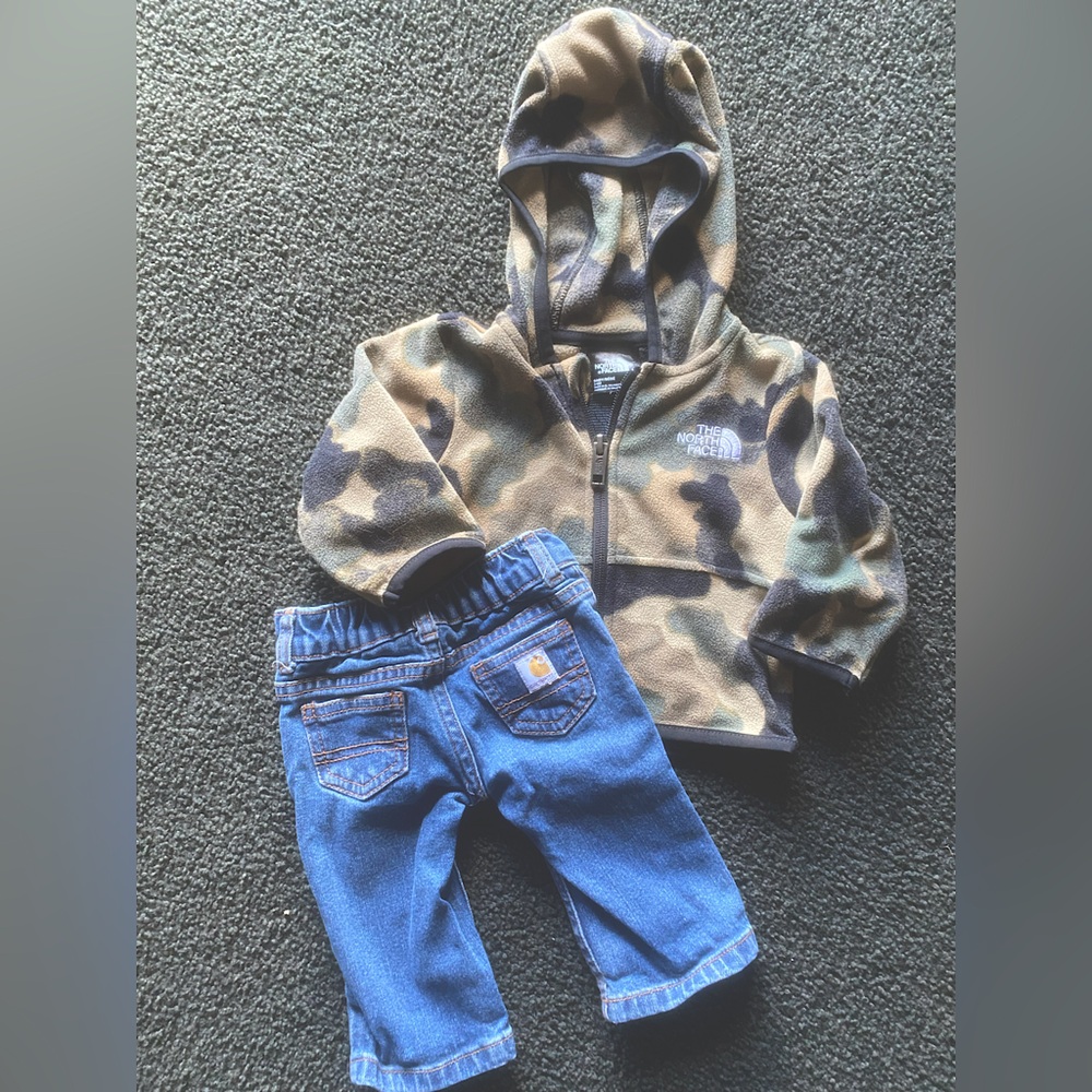 north face + carharrt baby boy outfit • 3 months